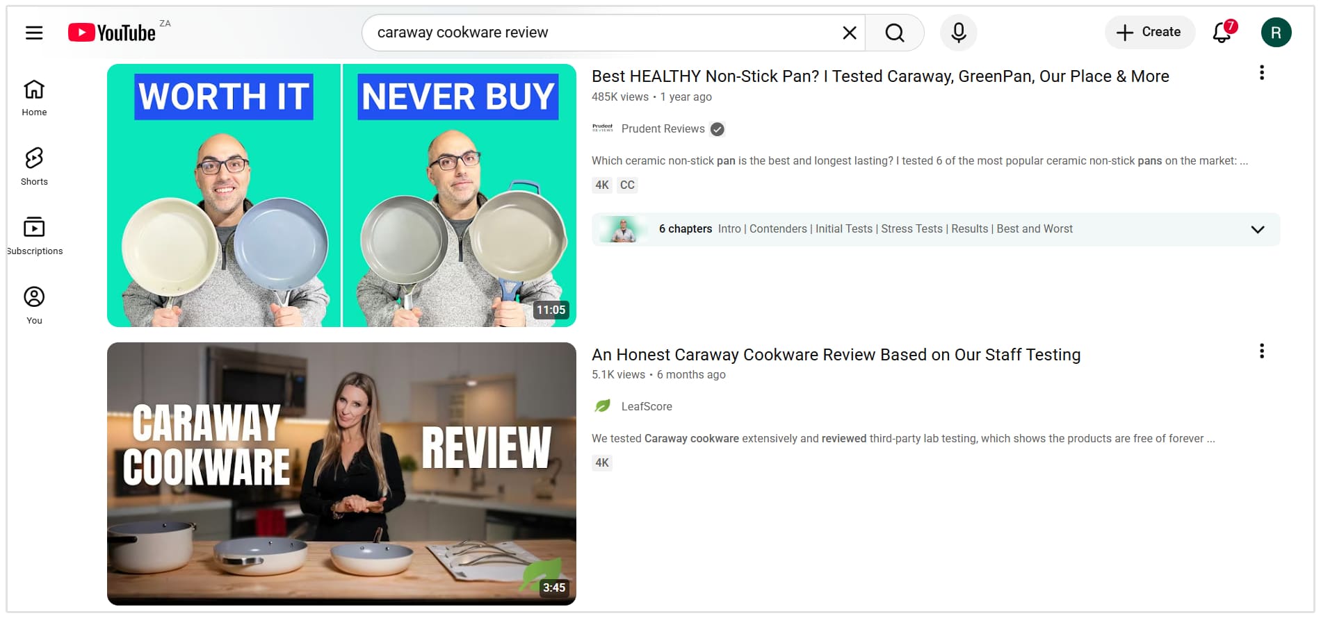 YouTube product reviews